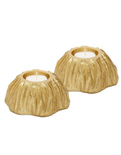 Load image into Gallery viewer, Set of 2 Gold Textured Tea Light Holders
