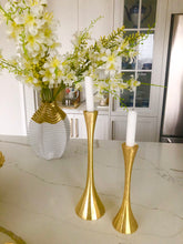 Load image into Gallery viewer, Gold Geometric Candlestick - 9&quot;H
