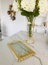 Load image into Gallery viewer, Glass Oblong Tray with Gold Border And Handles
