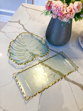 Load image into Gallery viewer, Glass Oblong Tray With Gold Edge
