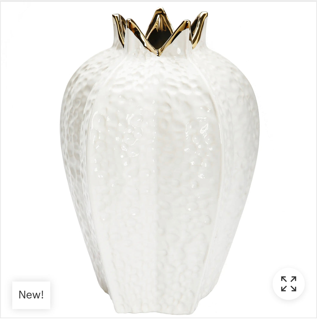 White Vase with Gold Rim