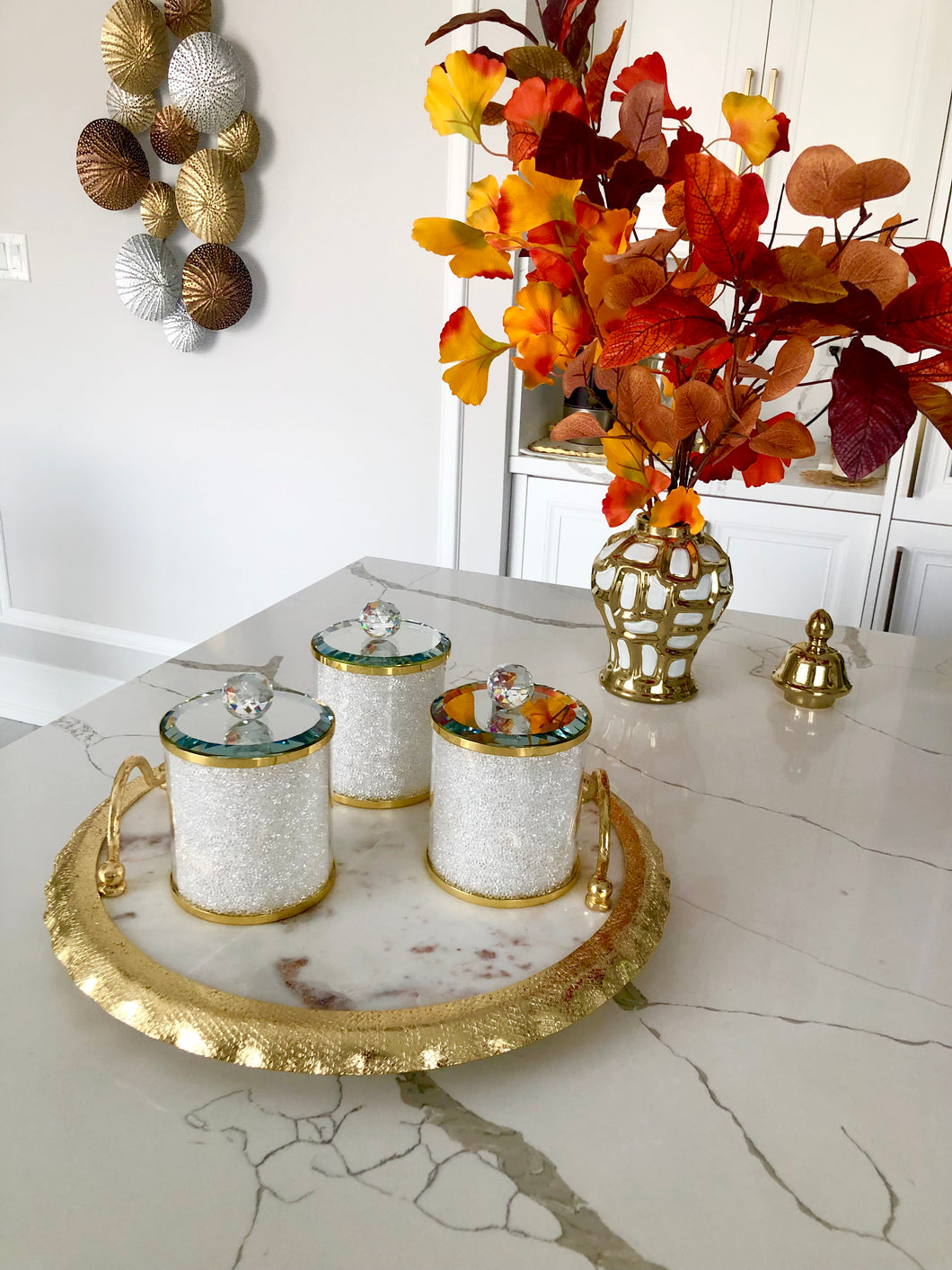 Diamond Crushed Gold Crystal Filled Canister