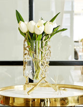 Load image into Gallery viewer, Gold and Glass Handmade Vases
