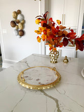 Load image into Gallery viewer, 16” Round Marble Tray with Gold Edge
