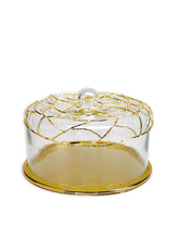 Load image into Gallery viewer, Dome Cake Plate with Gold Mesh Design
