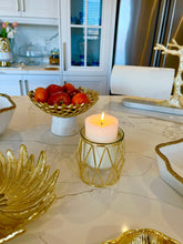 Load image into Gallery viewer, Gold Brass Hurricane Candle Holder W/ Diamond Shaped Design
