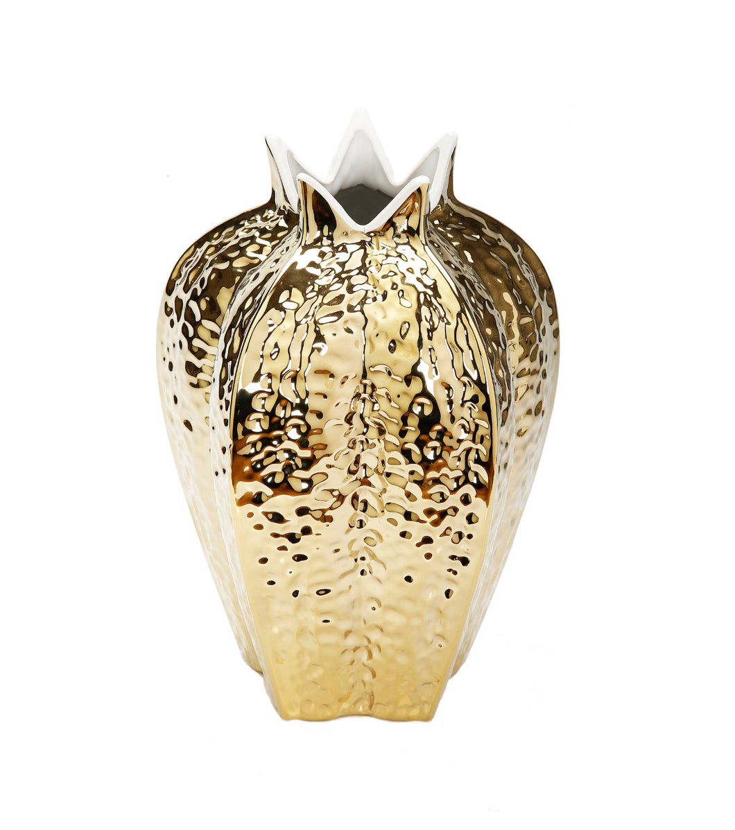 Gold Vase with white Rim
