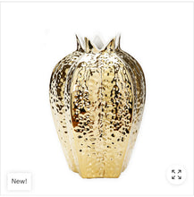 Load image into Gallery viewer, Gold Vase with white Rim
