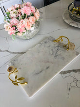 Load image into Gallery viewer, Marble Challah Tray with Agate Stone Handles
