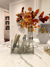 Load image into Gallery viewer, Cutlery Holder With Silver Leaf and Hammered Glass Inserts
