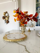 Load image into Gallery viewer, 16” Round Marble Tray with Gold Edge
