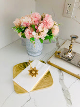 Load image into Gallery viewer, Gold Square Napkin Holder With Lotus Flower Design
