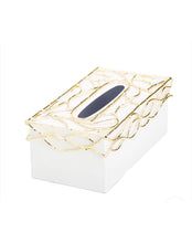 Load image into Gallery viewer, White Tissue Box Gold Mesh design on Cover
