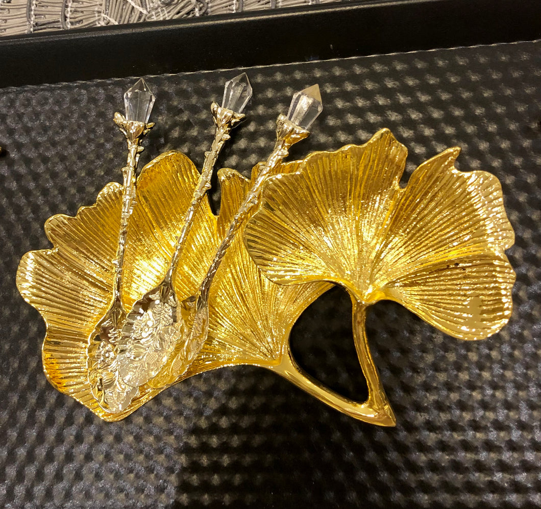 Decorative Ginkgo Leaf Little spoons Holder